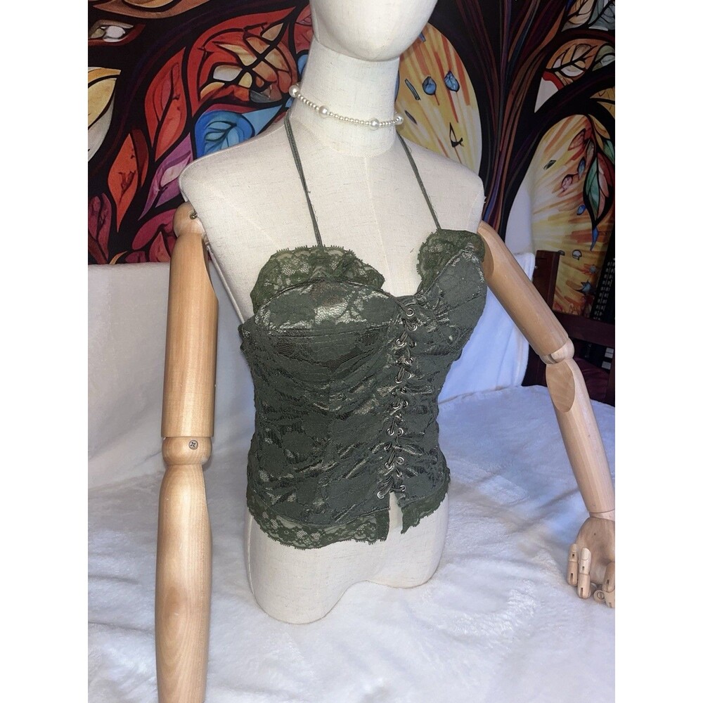 Green Lace Corset Top - ANAP Women's Size Small - Clasps on back